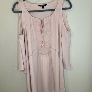 Cold shoulder pale pink blouse